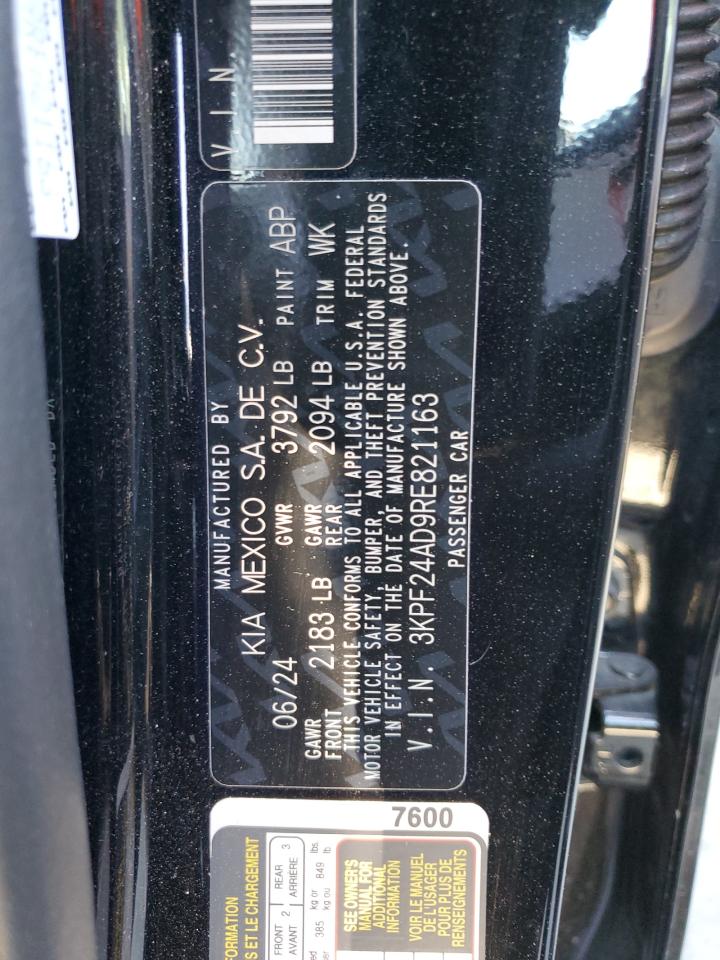 2024 KIA FORTE LX VIN:3KPF24AD9RE821163