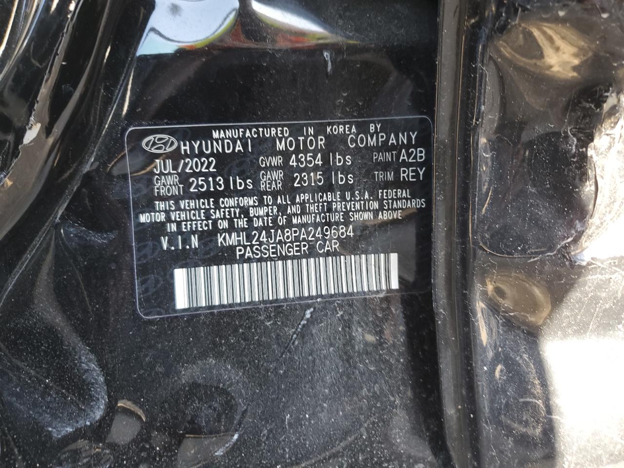 2023 HYUNDAI SONATA SE VIN:KMHL24JA8PA249684