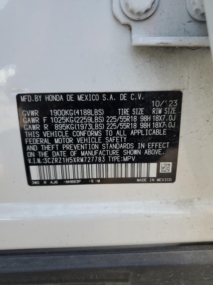 2024 HONDA HR-V SPORT VIN:3CZRZ1H5XRM727783