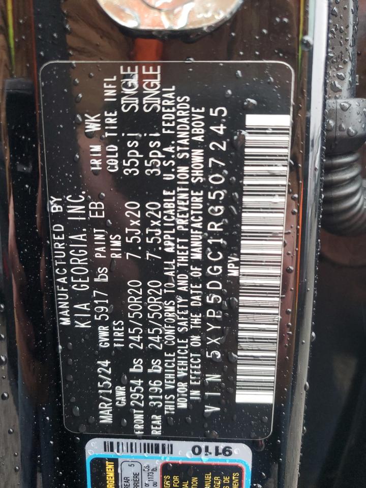 2024 KIA TELLURIDE SX VIN:5XYP5DGC1RG507245