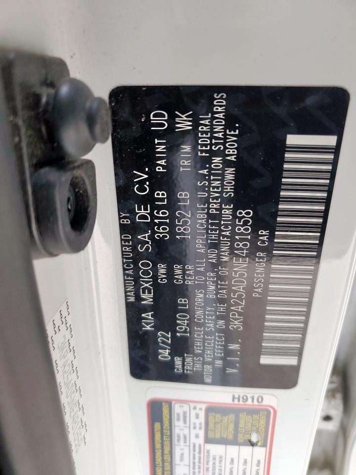 2022 KIA RIO S VIN:3KPA25AD5NE481858