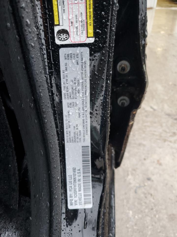 2022 RAM 1500 LIMITED VIN:1C6SRFHT0NN101492