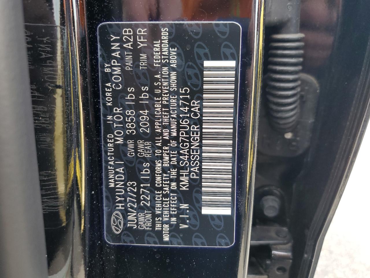 2023 HYUNDAI ELANTRA SEL VIN:KMHLS4AG7PU614715