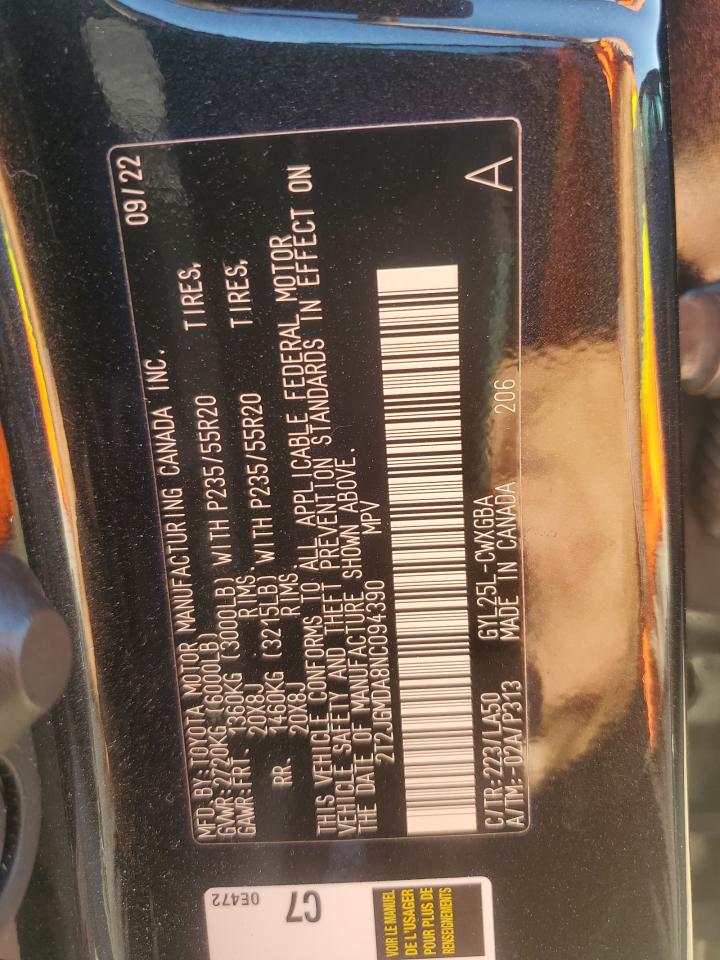 2022 LEXUS RX 450H VIN:2T2JGMDA8NC094390