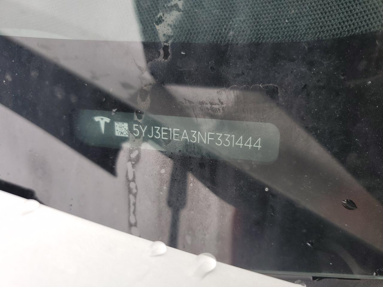 2022 TESLA MODEL 3  VIN:5YJ3E1EA3NF331444