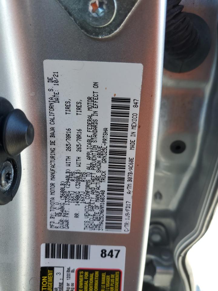 2022 TOYOTA TACOMA DOUBLE CAB VIN:3TMAZ5CN6NM160340