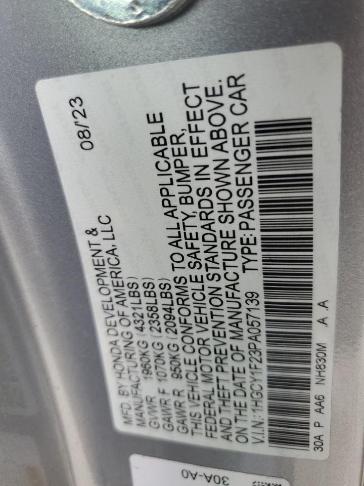 2023 HONDA ACCORD LX VIN:1HGCY1F23PA057139