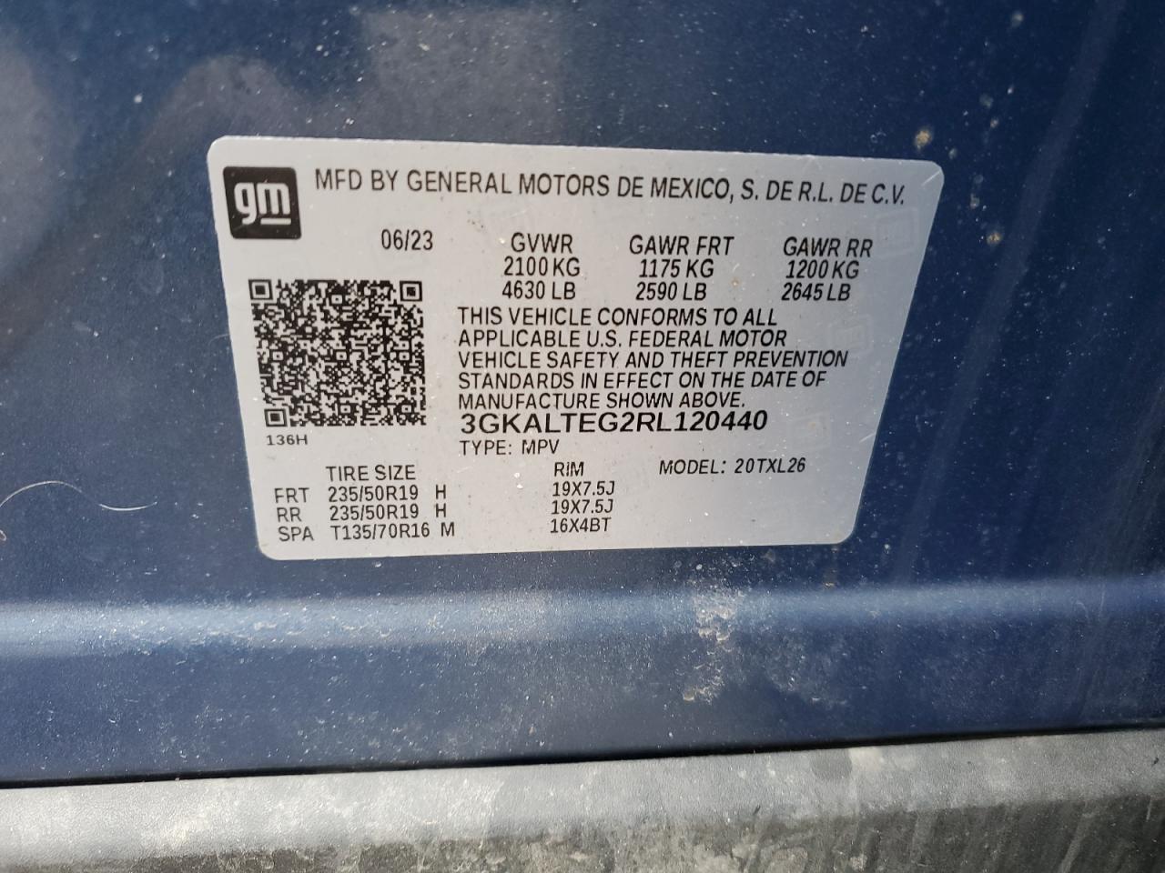 2024 GMC TERRAIN SLE VIN:3GKALTEG2RL120440