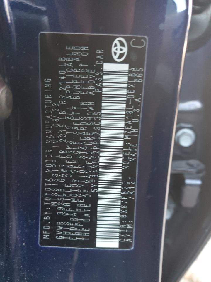 2023 TOYOTA COROLLA LE VIN:5YFB4MDE2PP079035