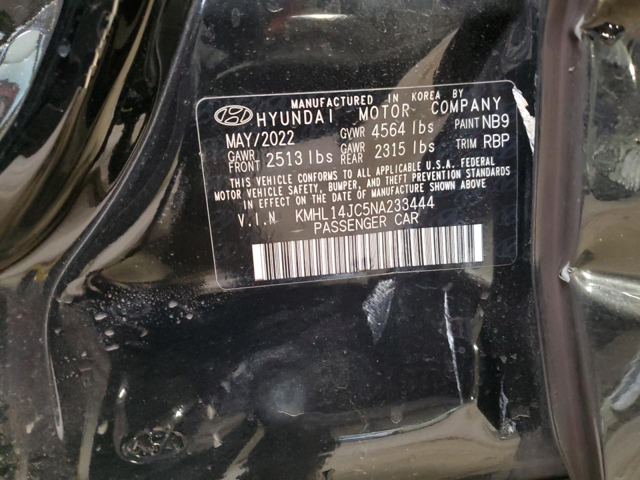 2022 HYUNDAI SONATA N LINE VIN:KMHL14JC5NA233444