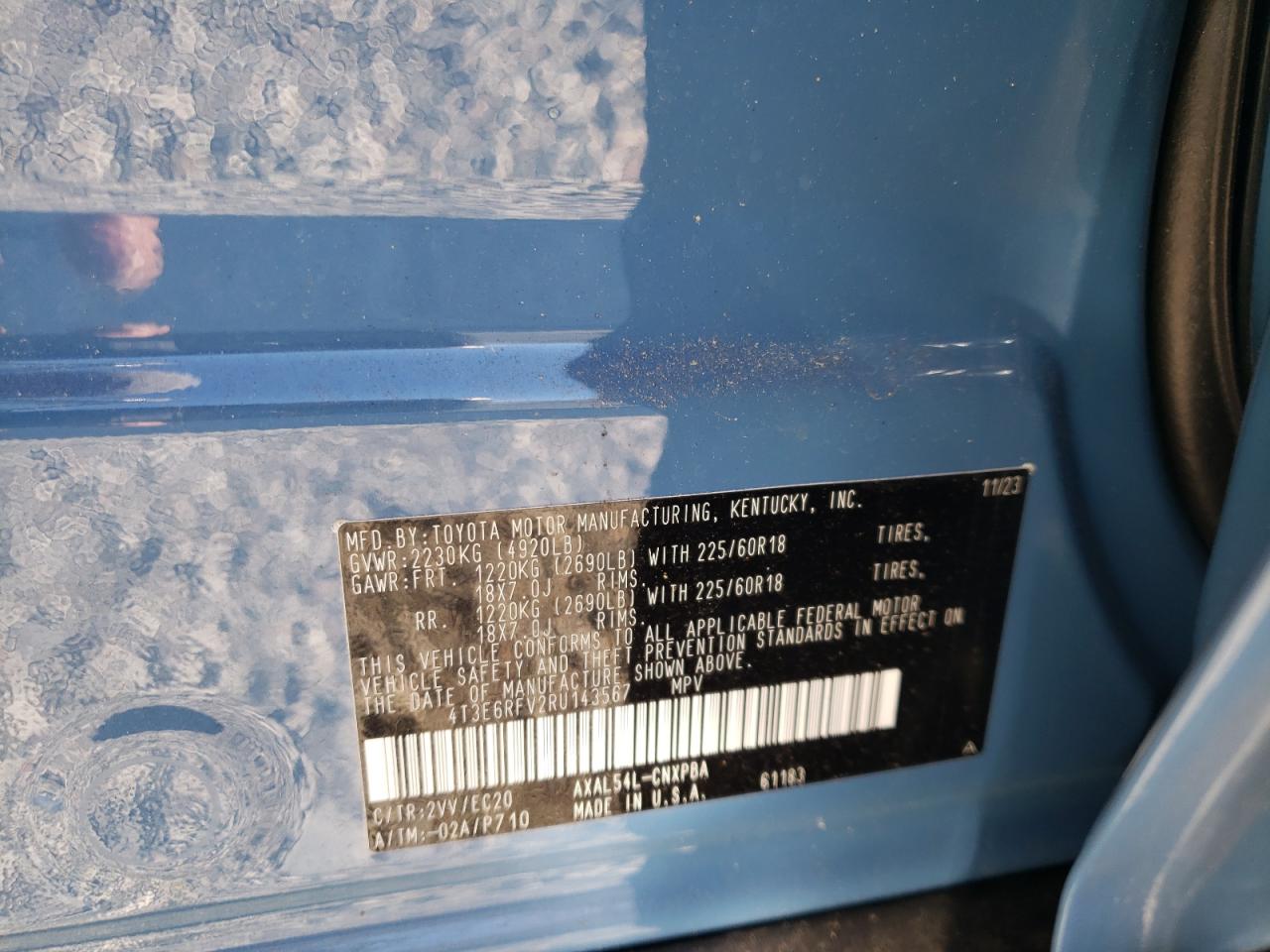 2024 TOYOTA RAV4 XSE VIN:4T3E6RFV2RU143567