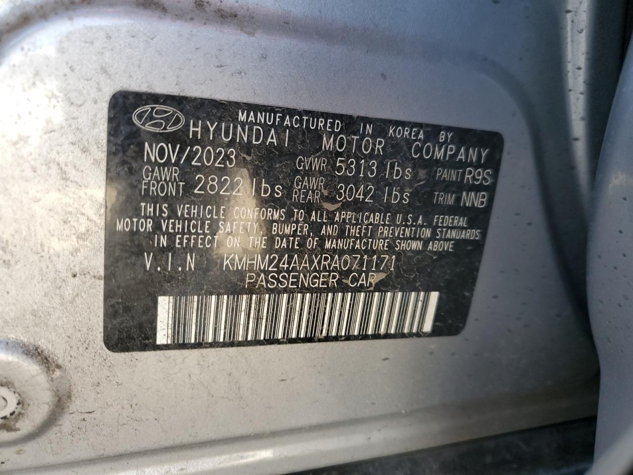 2024 HYUNDAI IONIQ 6 SE VIN:KMHM24AAXRA071171