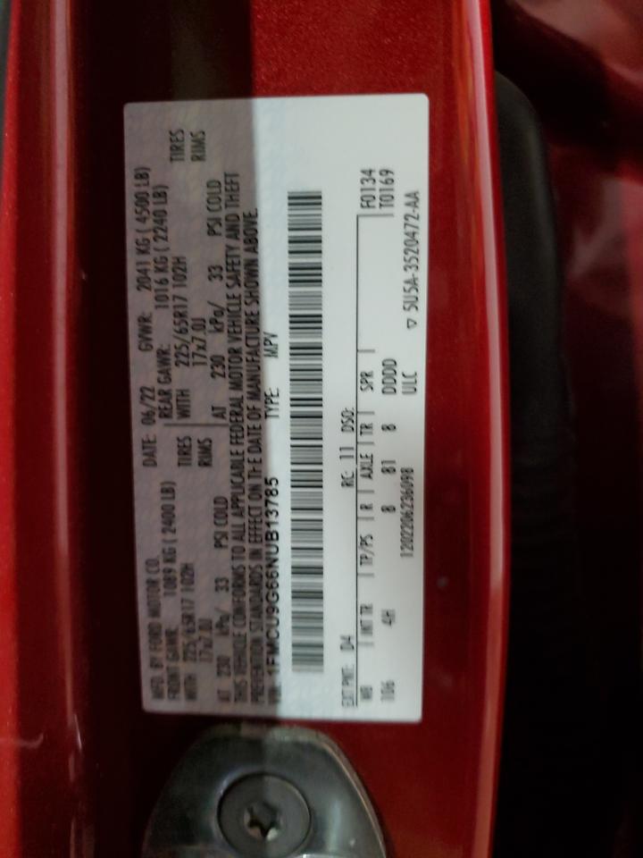2022 FORD ESCAPE SE VIN:1FMCU9G66NUB13785