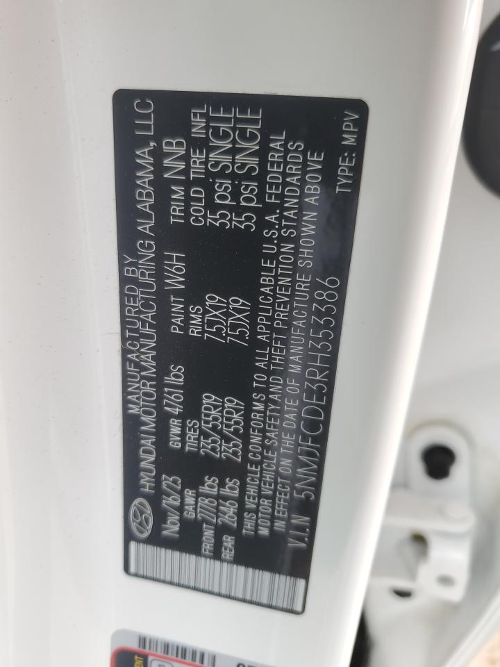 2024 HYUNDAI TUCSON SEL VIN:5NMJFCDE3RH353386