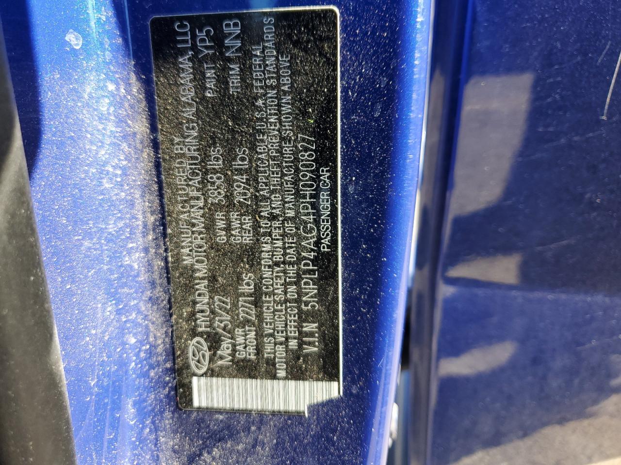 2023 HYUNDAI ELANTRA LIMITED VIN:5NPLP4AG4PH090827
