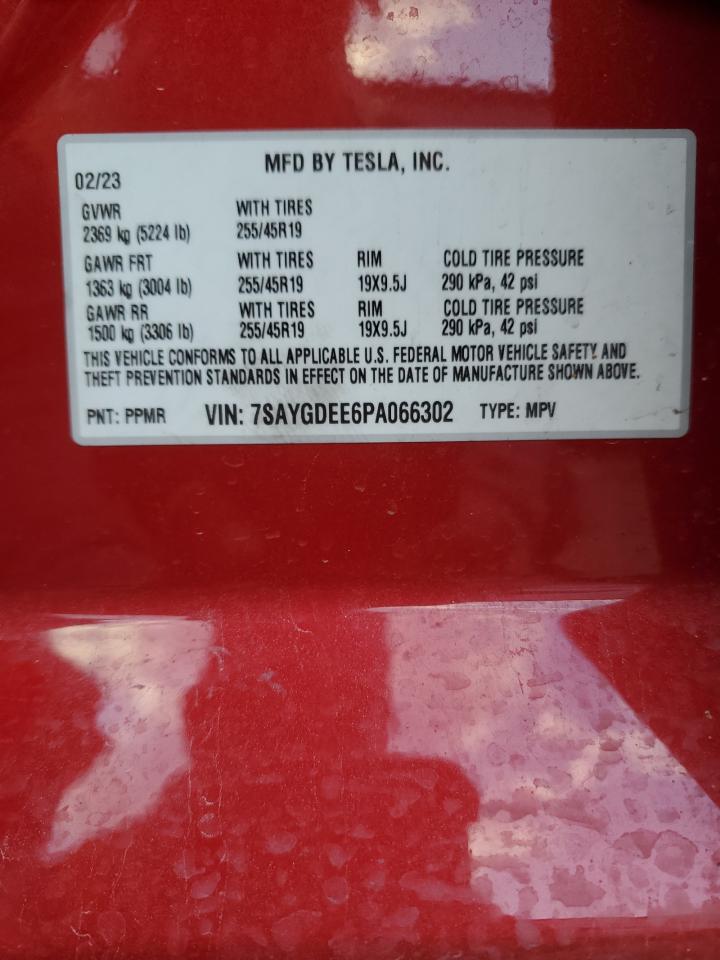 2023 TESLA MODEL Y  VIN:7SAYGDEE6PA066302