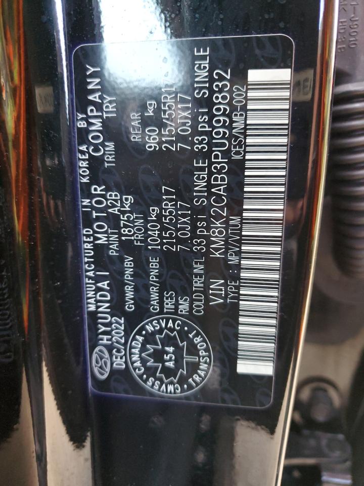 2023 HYUNDAI KONA SE VIN:KM8K2CAB3PU999832