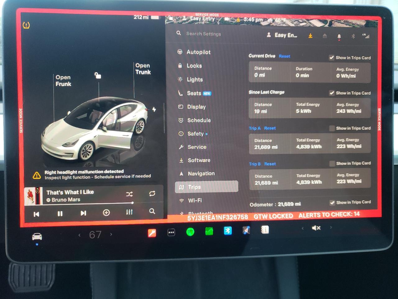 2022 TESLA MODEL 3  VIN:5YJ3E1EA1NF326758