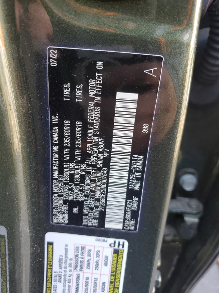 2022 LEXUS NX 350 VIN:2T2GGCEZ5NC007649