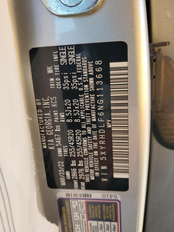 2022 KIA SORENTO EX VIN:5XYRHDLF6NG113668