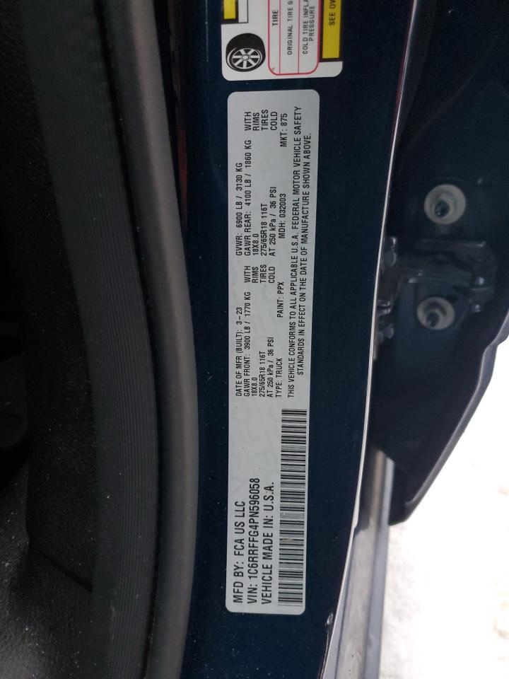 2023 RAM 1500 BIG HORN/LONE STAR VIN:1C6RRFFG4PN596058