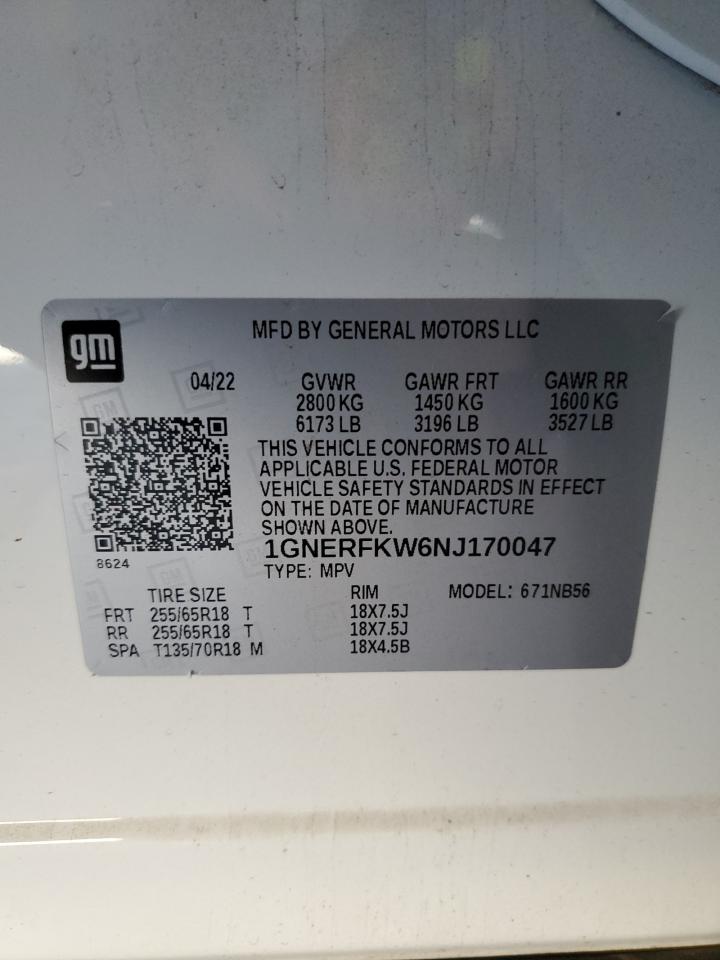 2022 CHEVROLET TRAVERSE LS VIN:1GNERFKW6NJ170047