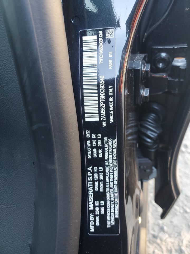 2022 MASERATI QUATTROPORTE TROFEO VIN:ZAM56ZPT6NX393540
