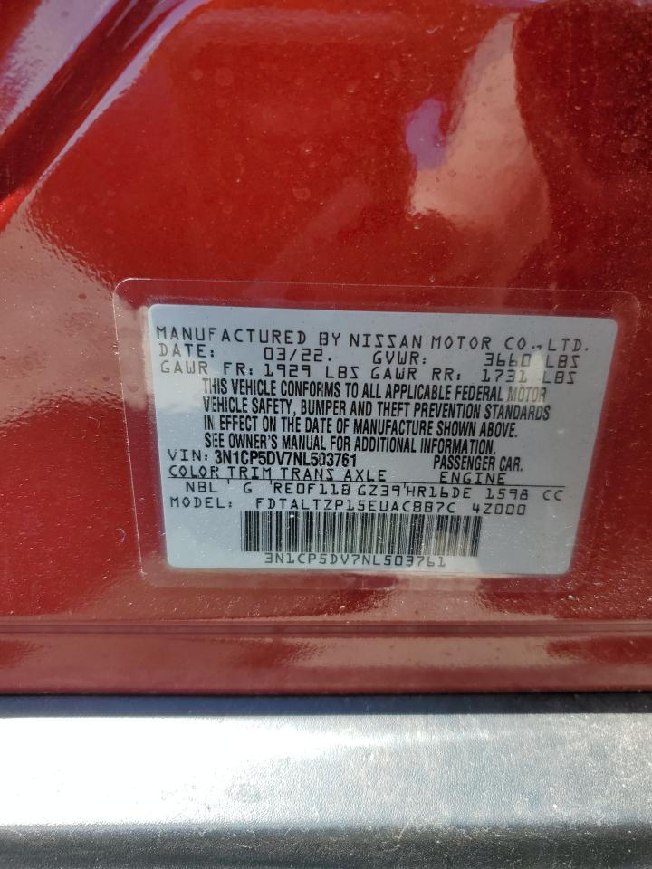 2022 NISSAN KICKS SR VIN:3N1CP5DV7NL503761