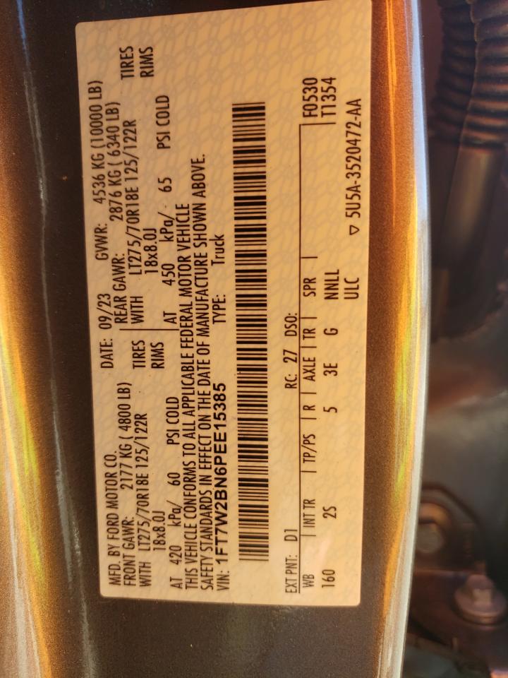 2023 FORD F250 SUPER DUTY VIN:1FT7W2BN6PEE15385