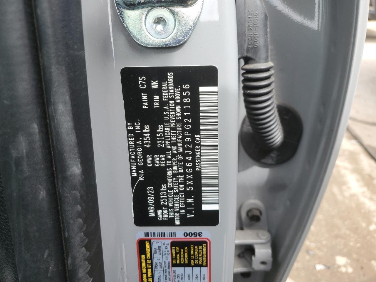 2023 KIA K5 GT LINE VIN:5XXG64J29PG211856