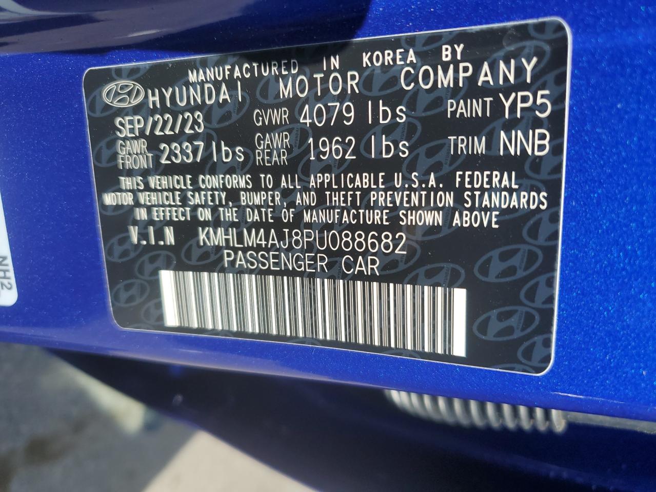 2023 HYUNDAI ELANTRA BLUE VIN:KMHLM4AJ8PU088682