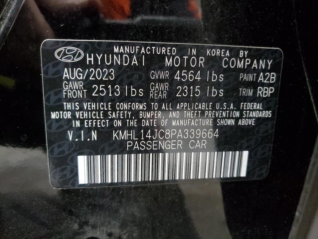 2023 HYUNDAI SONATA N LINE VIN:KMHL14JC8PA339664