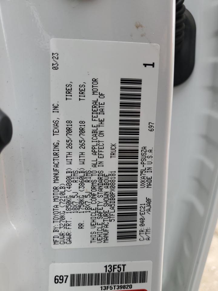 2023 TOYOTA TUNDRA CREWMAX SR VIN:5TFLA5DB0PX088181