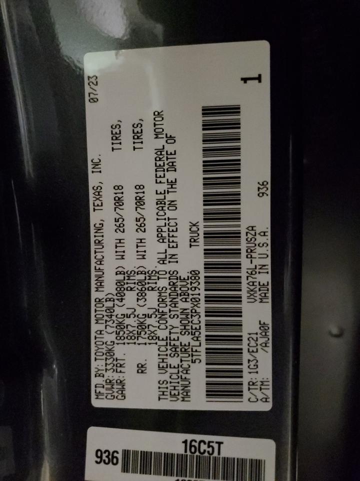 2023 TOYOTA TUNDRA CREWMAX SR5 VIN:5TFLA5EC3PX019380