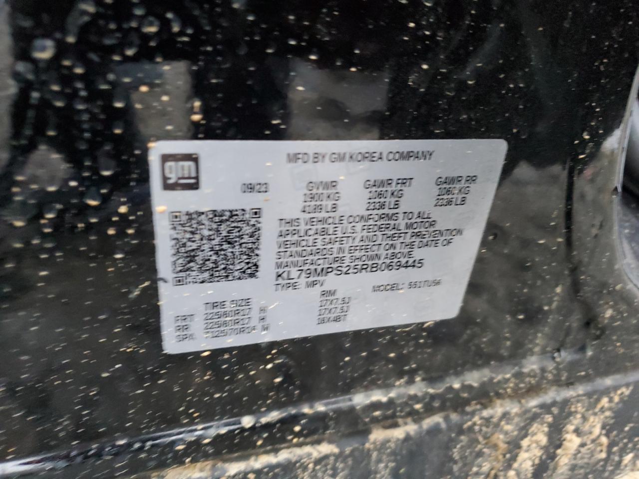 2024 CHEVROLET TRAILBLAZER LT VIN:KL79MPS25RB069445