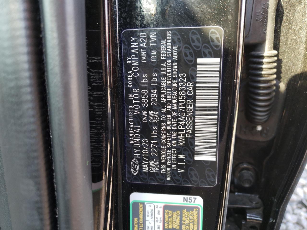 2023 HYUNDAI ELANTRA LIMITED VIN:KMHLP4AG7PU583323