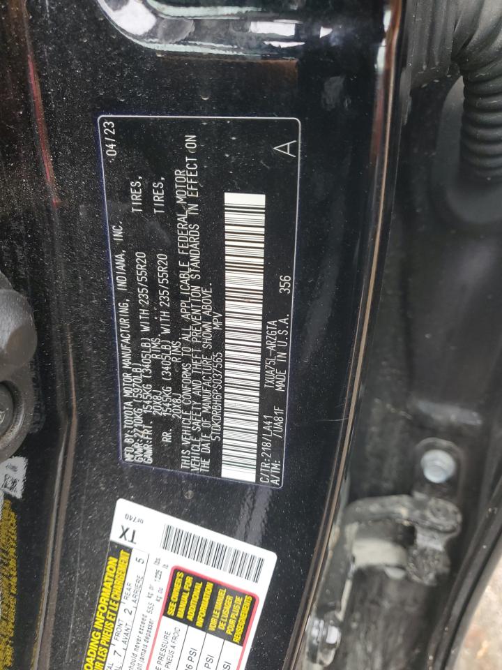 2023 TOYOTA HIGHLANDER L VIN:5TDKDRBH6PS037565