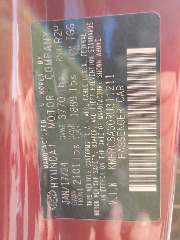 2024 HYUNDAI VENUE SEL VIN:KMHRC8A30RU311211
