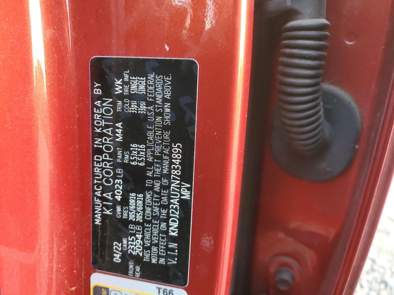 2022 KIA SOUL LX VIN:KNDJ23AU7N7834895