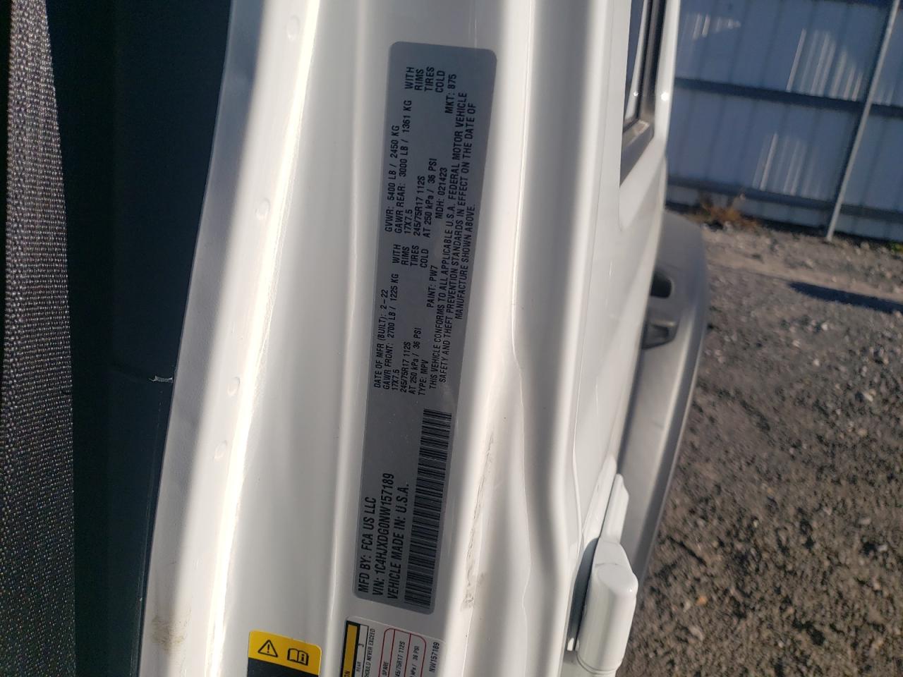 2022 JEEP WRANGLER UNLIMITED SPORT VIN:1C4HJXDG0NW157189