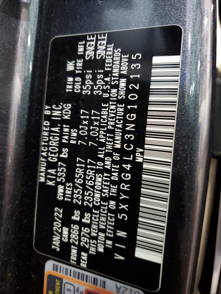 2022 KIA SORENTO LX VIN:5XYRG4LC3NG102135