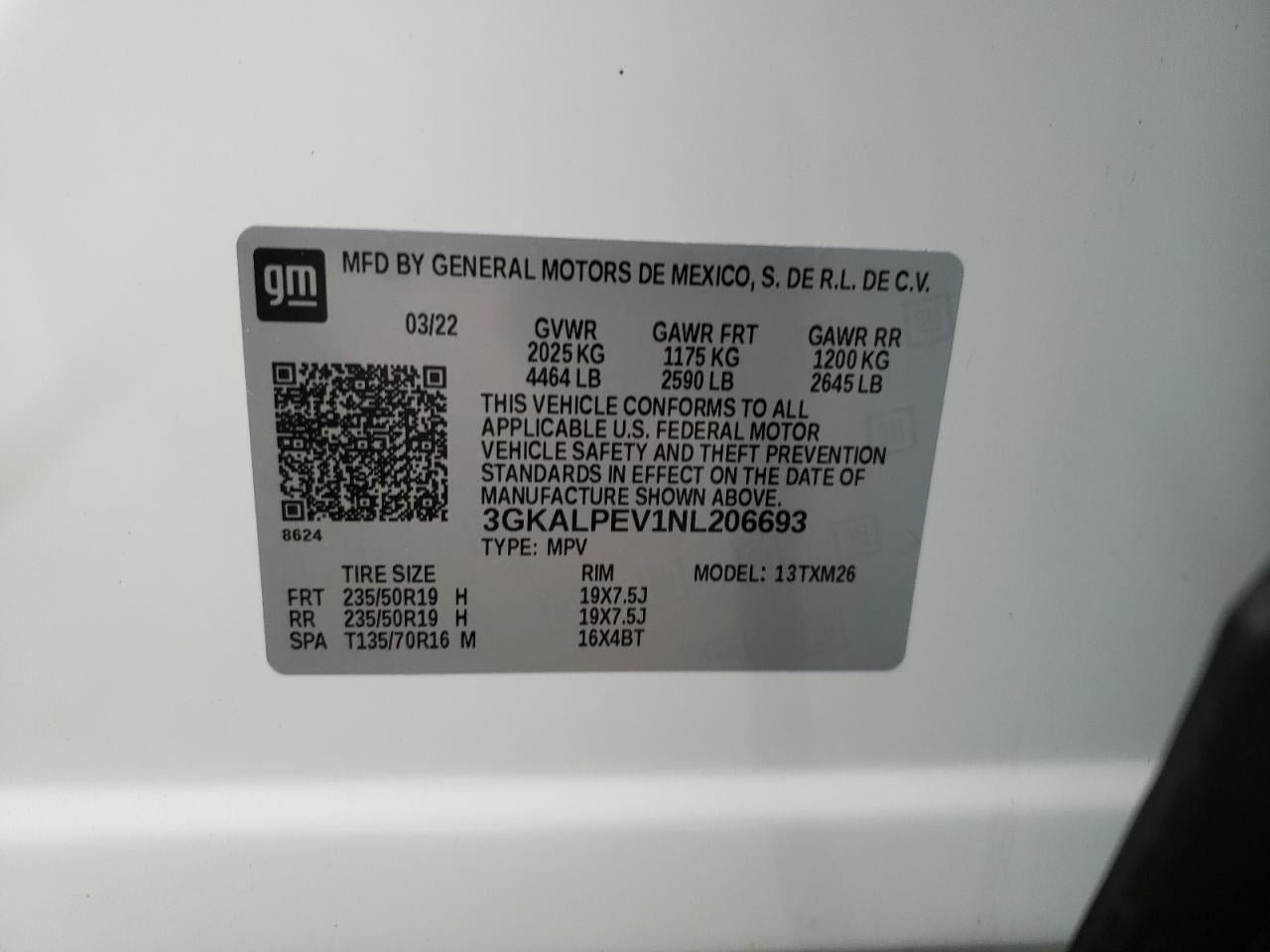 2022 GMC TERRAIN SLT VIN:3GKALPEV1NL206693