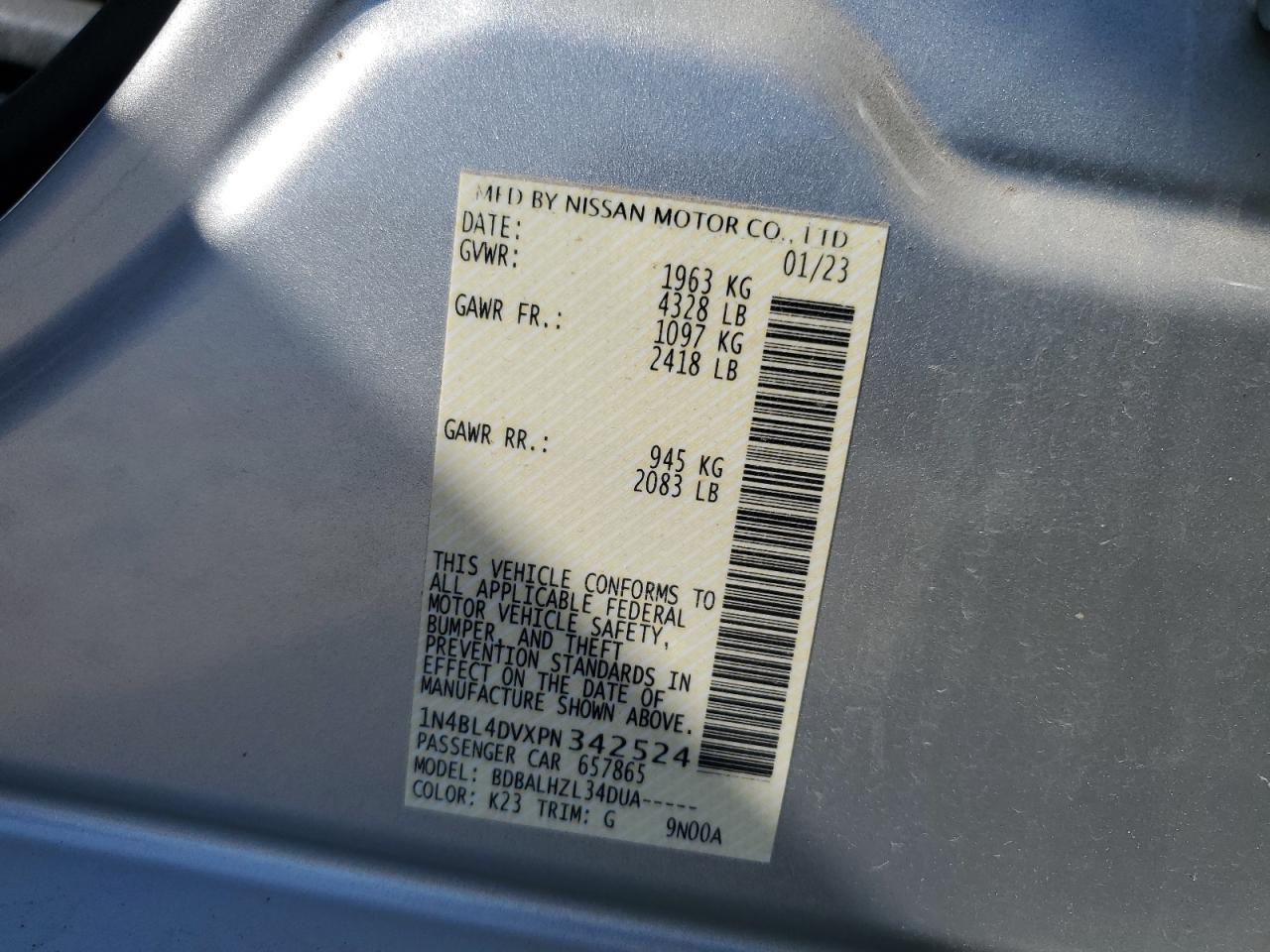 2023 NISSAN ALTIMA SV VIN:1N4BL4DVXPN342524