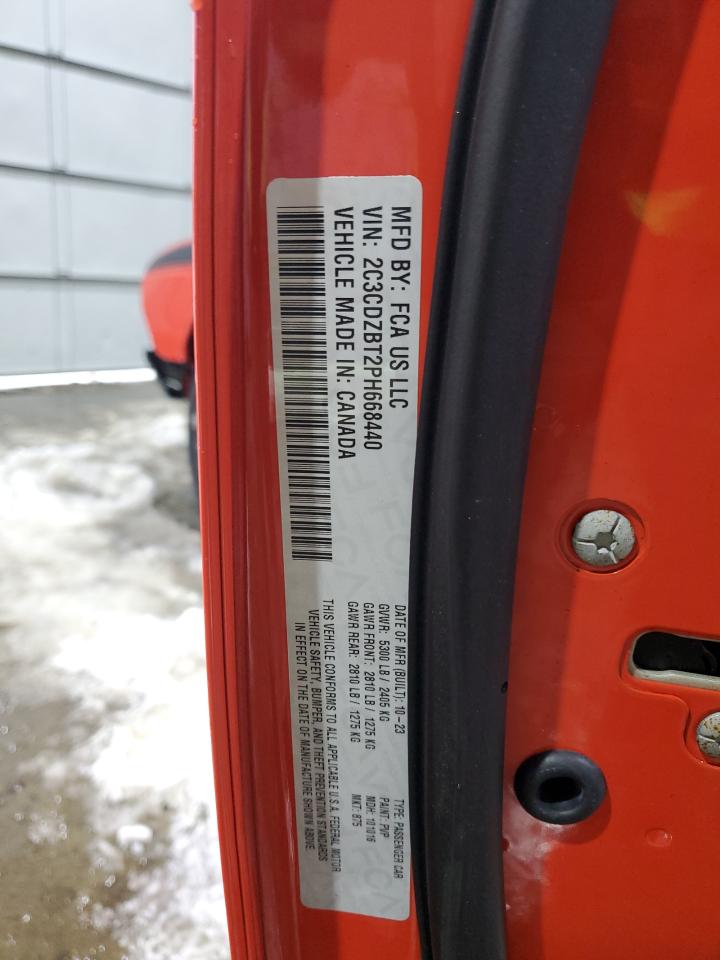 2023 DODGE CHALLENGER R/T VIN:2C3CDZBT2PH668440