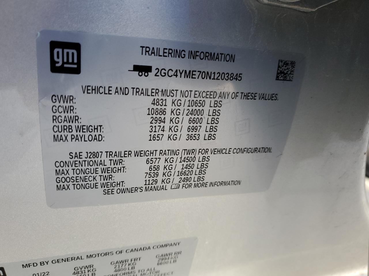 2022 CHEVROLET SILVERADO K2500 CUSTOM VIN:2FMDK3GC1ABA27278