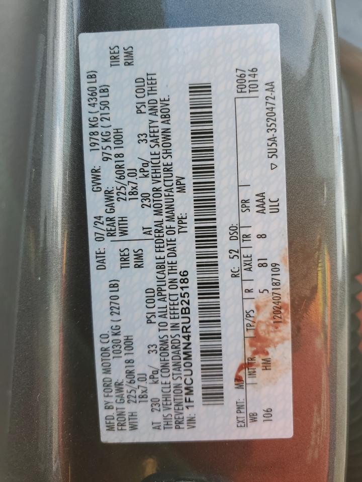2024 FORD ESCAPE ST LINE VIN:1FMCU0MN4RUB25186