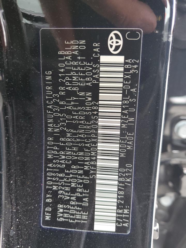 2023 TOYOTA COROLLA LE VIN:5YFB4MDEXPP025482