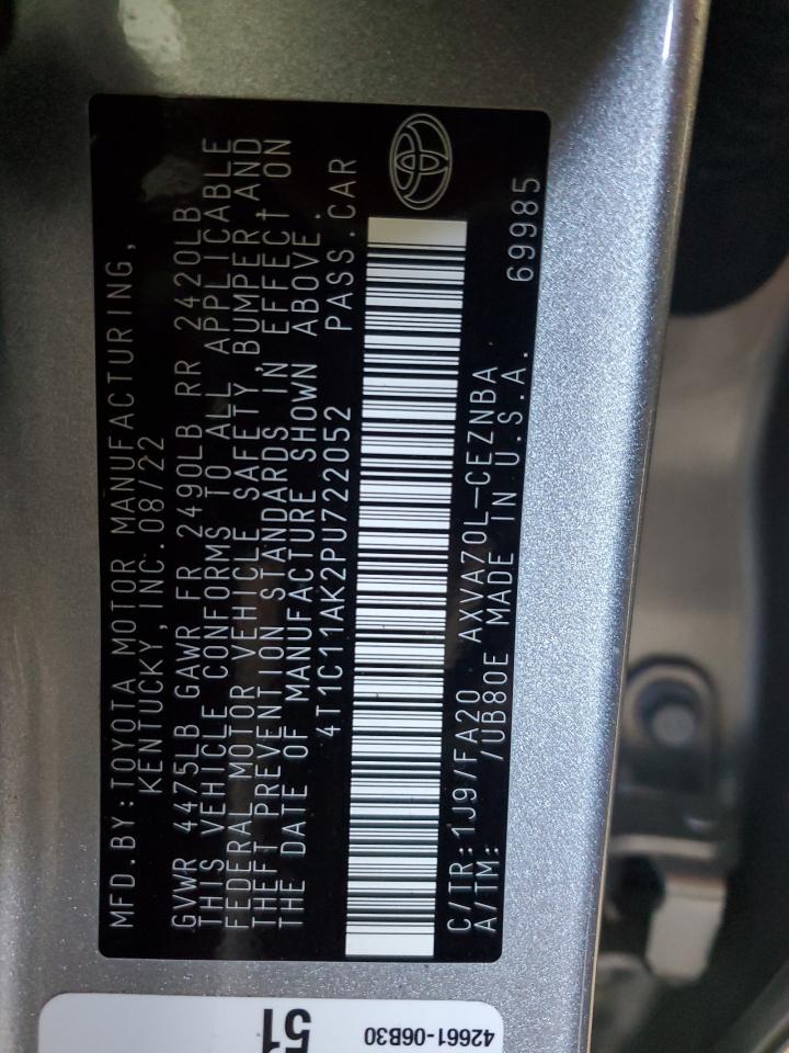 2023 TOYOTA CAMRY LE VIN:4T1C11AK2PU722052