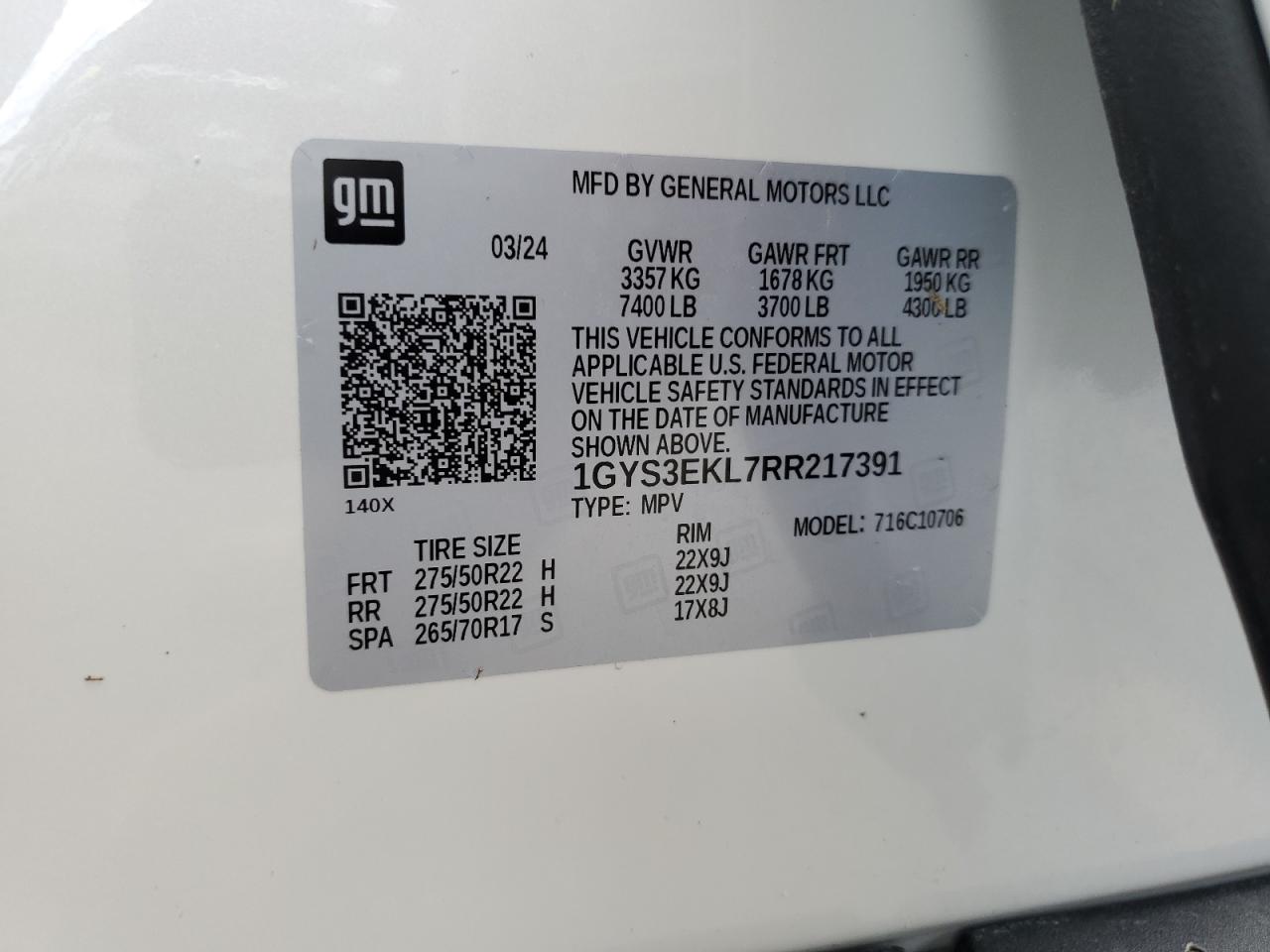 2024 CADILLAC ESCALADE SPORT VIN:1GYS3EKL7RR217391