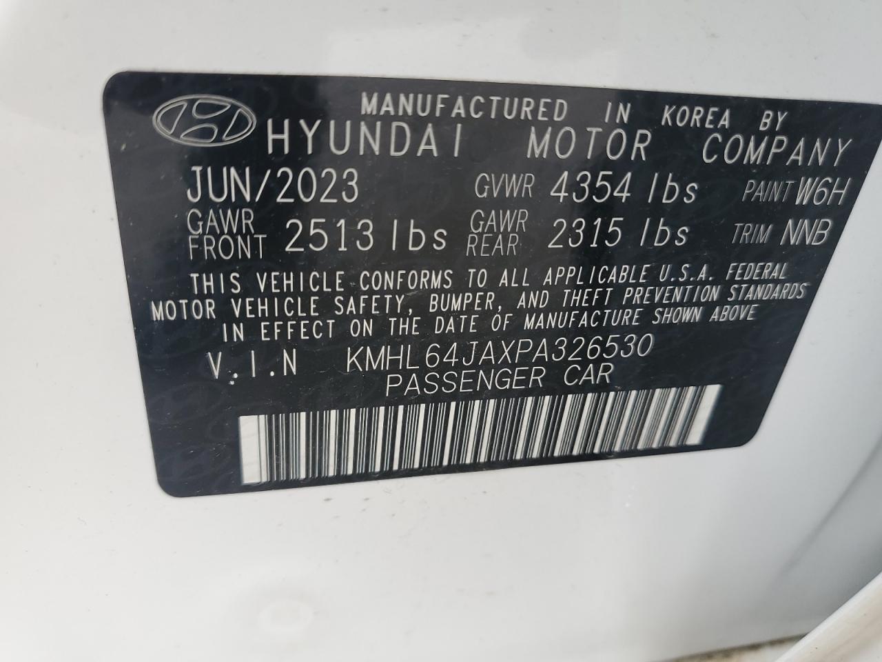 2023 HYUNDAI SONATA SEL VIN:KMHL64JAXPA326530